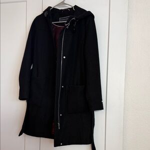 Tommy Hilfiger Black Trench Coat with Hood